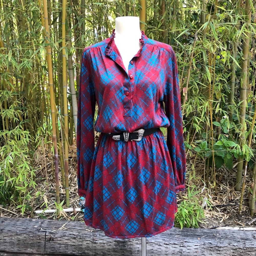 VINTAGE Plaid Dress S - Picture 1 of 5